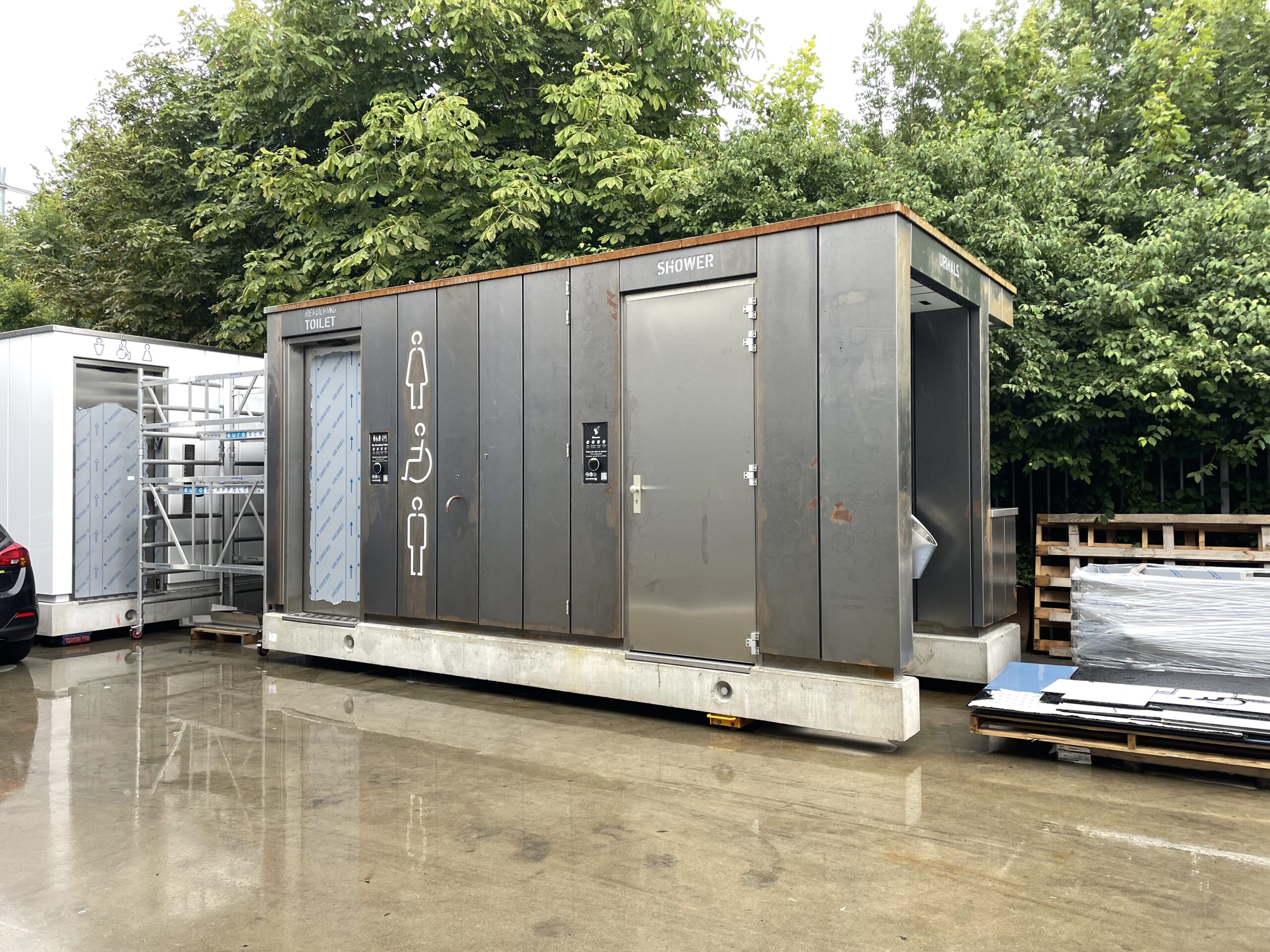 The Revolving Toilet unit + shower at the workplace