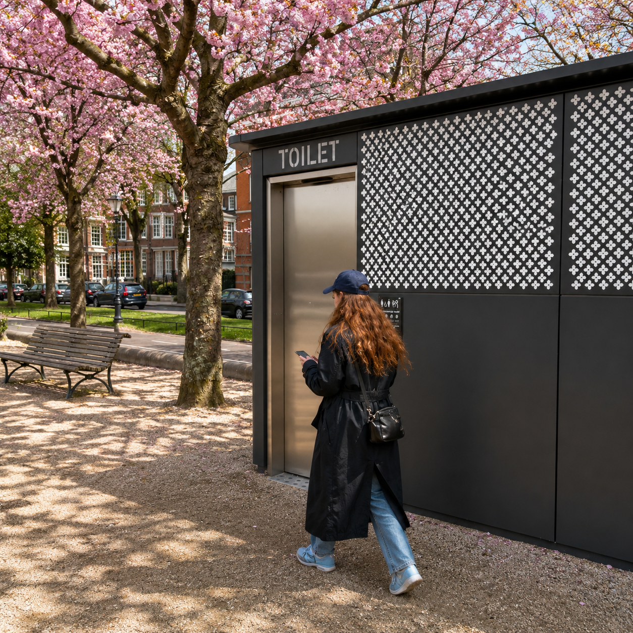 Openbaar toilet op het Museumplein in Amsterdam, geïnspireerd op de plaskrul