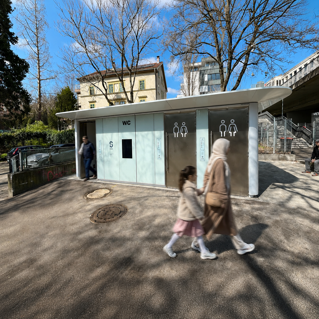 Openbaar toiletgebouw aan de Rupert-Mayer-Platz in Stuttgart
